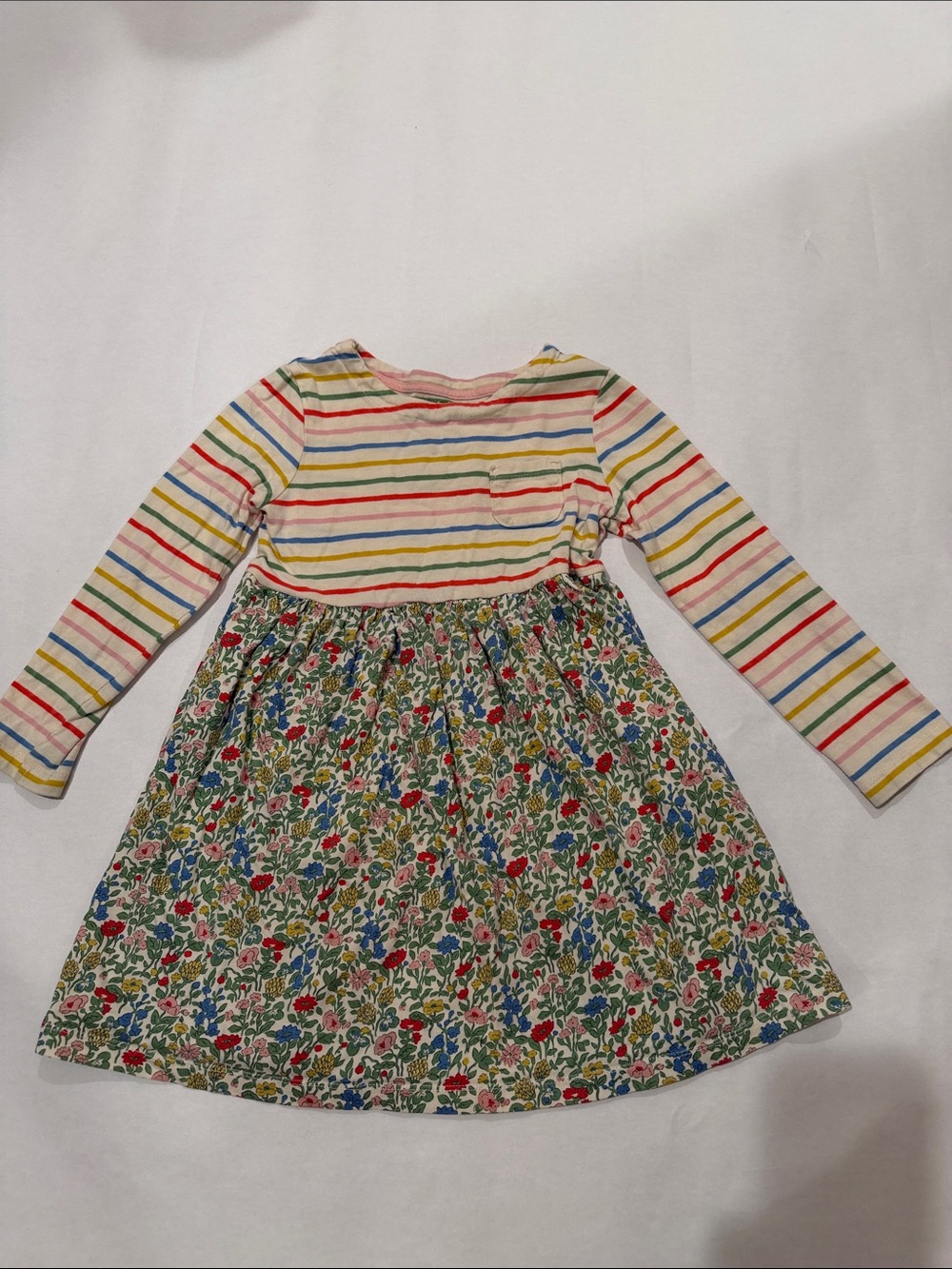 Mini Boden Multicolor Striped Top and Floral Skirt Dress